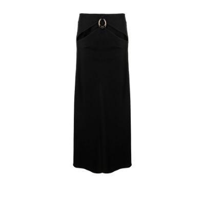 black cutout wool maxi skirt by CHRISTOPHER ESBER