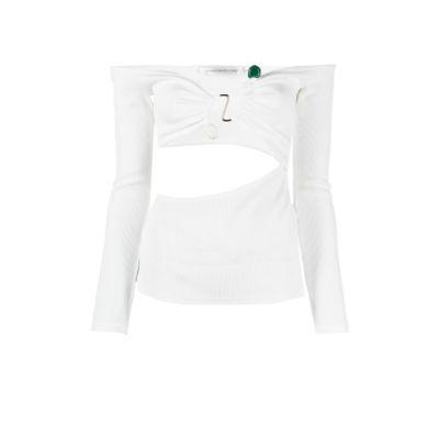 white cutout off-the-shoulder top by CHRISTOPHER ESBER