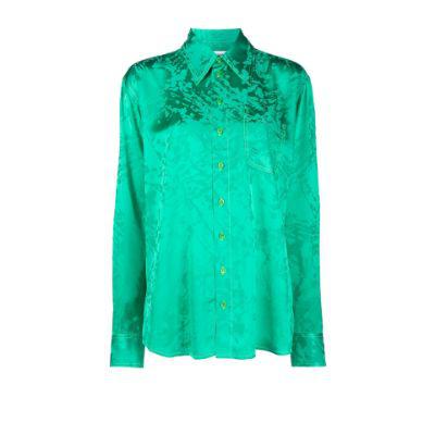 Green Splatter jacquard shirt by CHRISTOPHER JOHN ROGERS