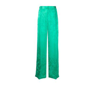 Green jacquard high waist trousers by CHRISTOPHER JOHN ROGERS