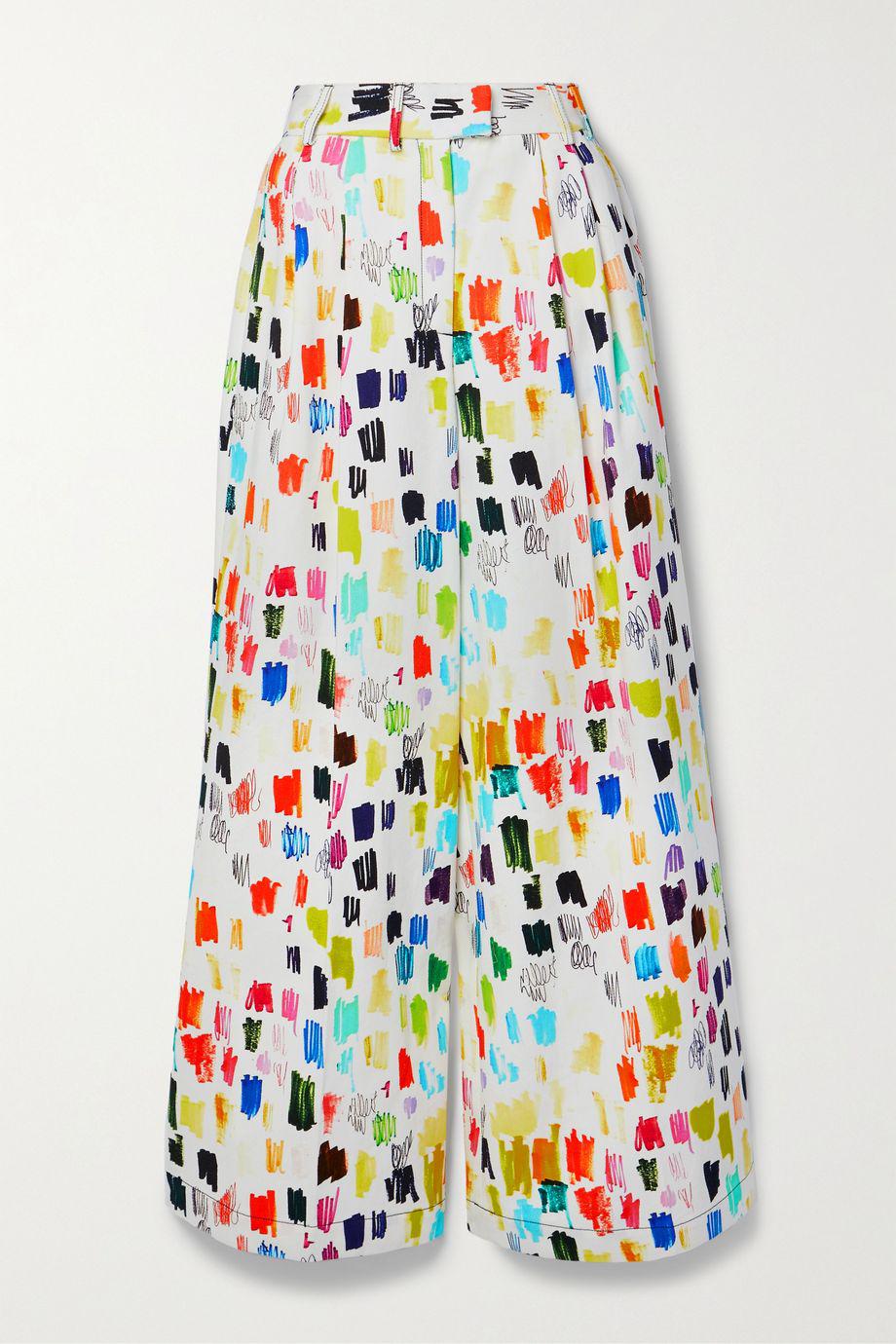 Marker Test pleated printed cotton-twill wide-leg pants by CHRISTOPHER JOHN ROGERS