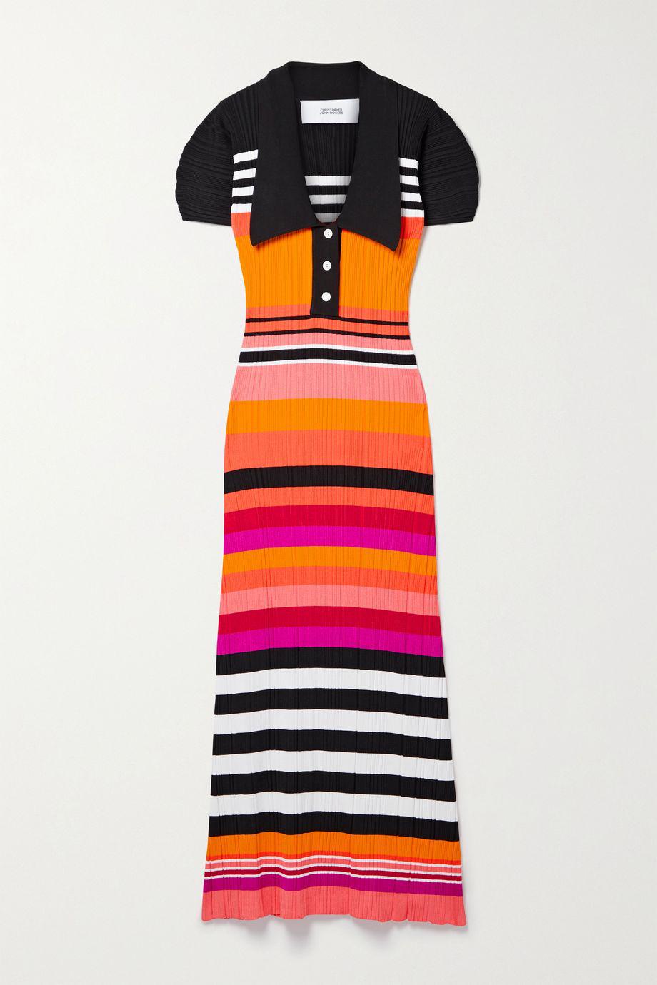Striped ribbed-knit maxi dress by CHRISTOPHER JOHN ROGERS