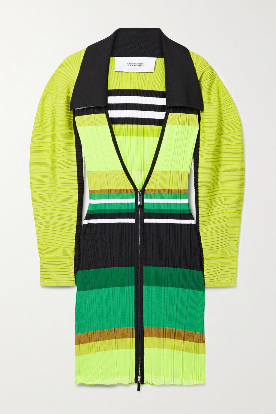 Striped ribbed-knit mini dress by CHRISTOPHER JOHN ROGERS