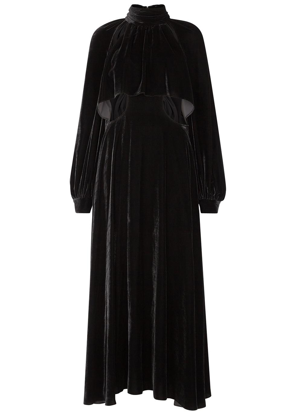 Black cut-out velvet gown by CHRISTOPHER KANE