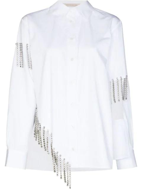 Crystal Cupchain fringe cotton shirt by CHRISTOPHER KANE
