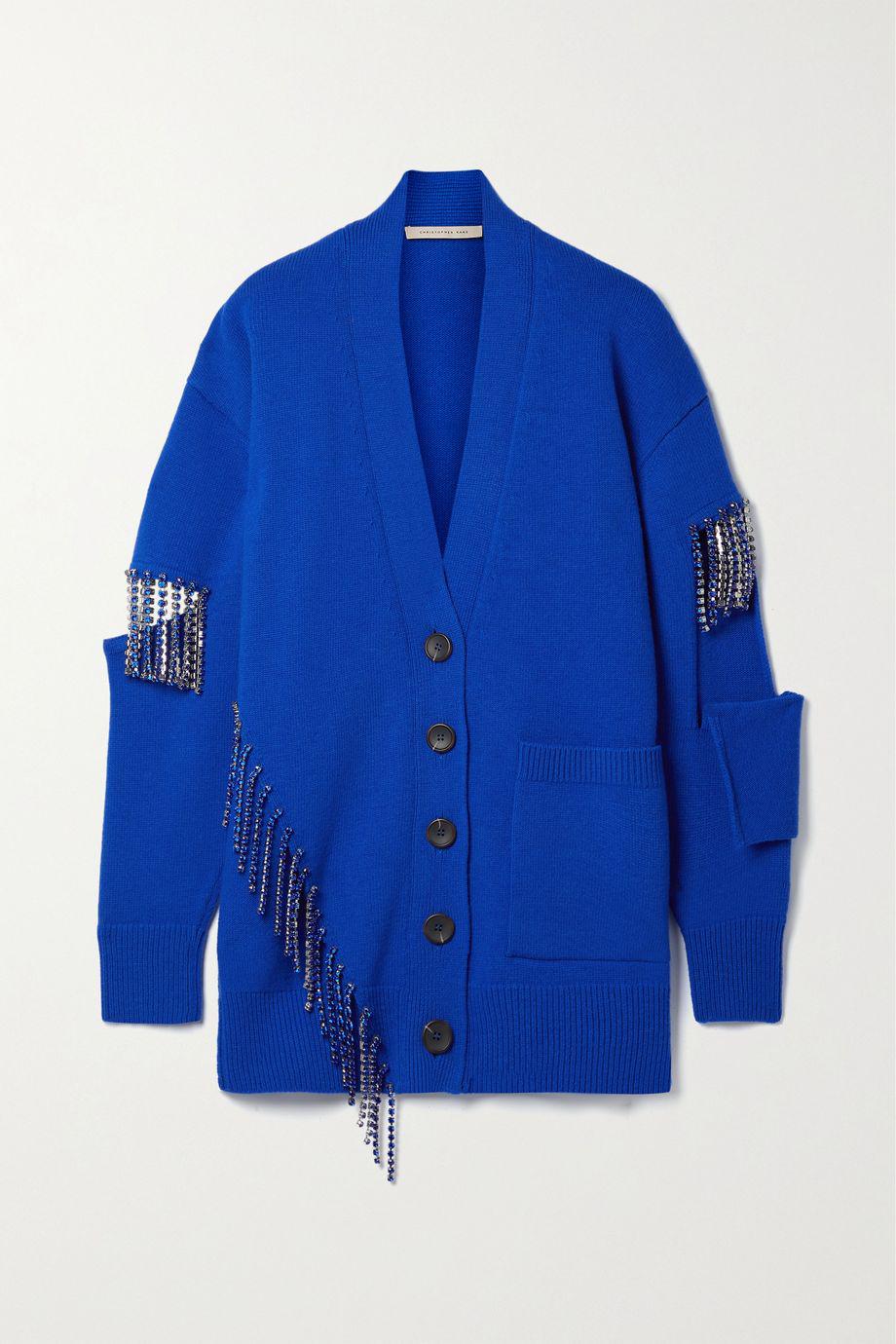 Crystal-embellished cutout wool cardigan by CHRISTOPHER KANE