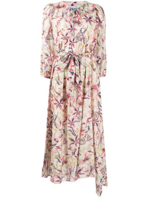 belted floral-print dress by CHUFY