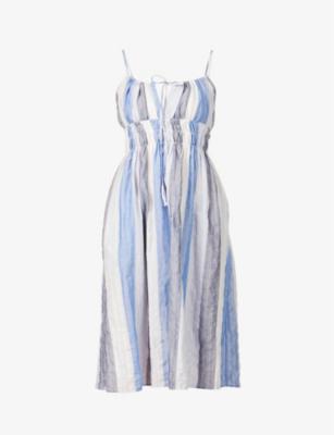 Gabriela striped sleeveless stretch-cotton midi dress by CIAO LUCIA