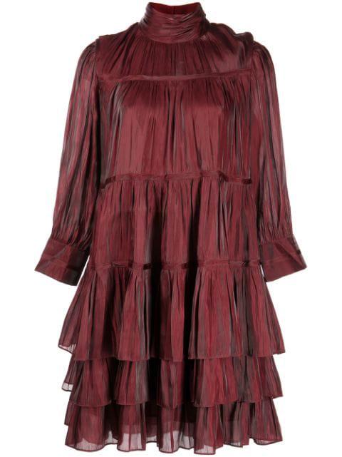 Iridescent Riva tiered shift dress by CINQ A SEPT