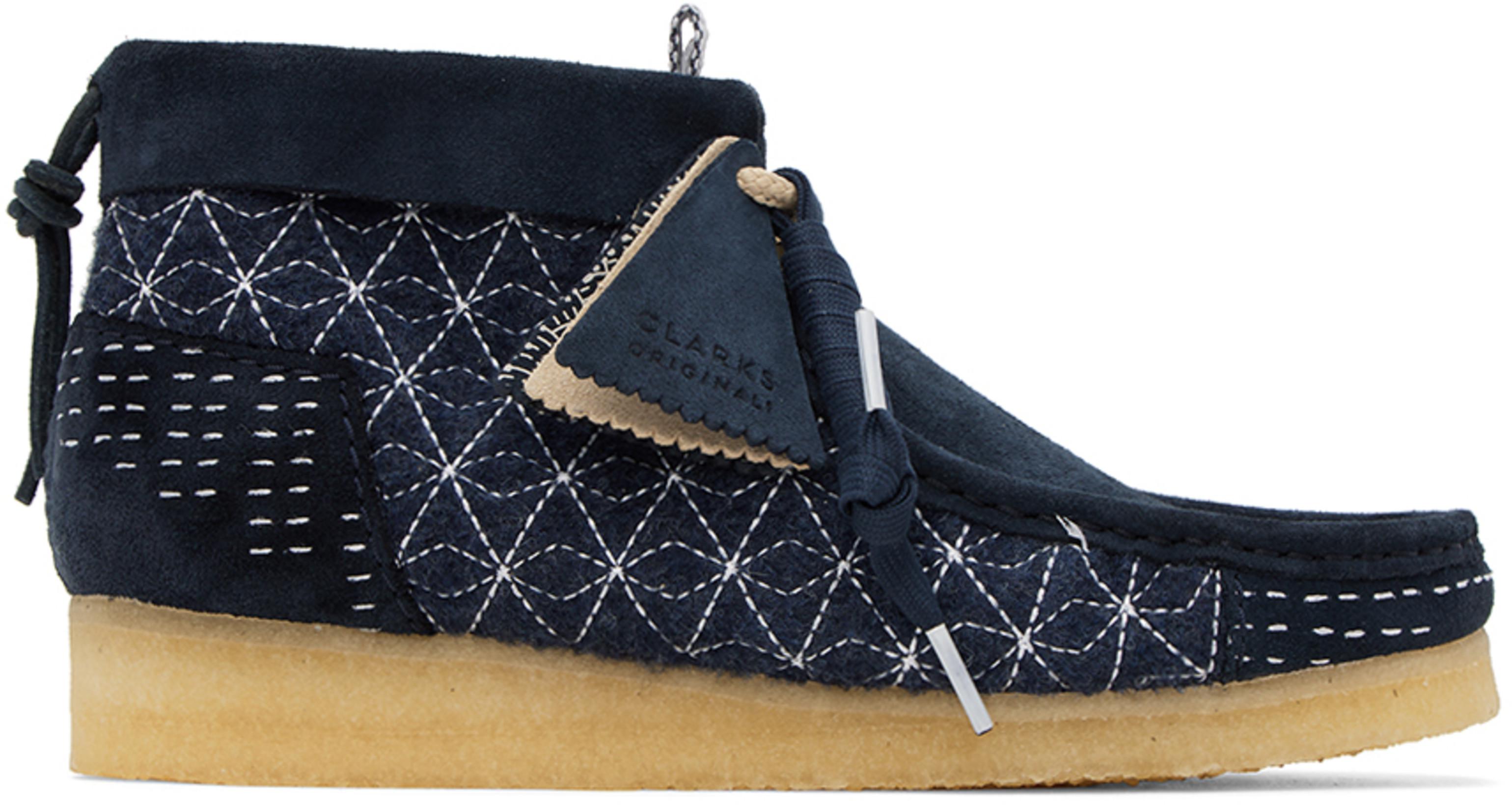 Navy Wallabee Boots by CLARKS ORIGINALS