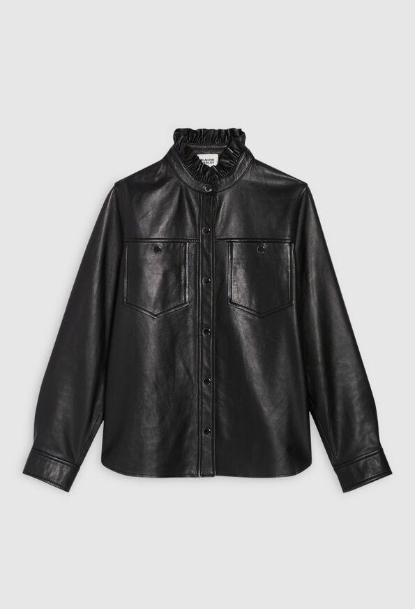 Clara - Leather shirt with ruffled collar by CLAUDIE PIERLOT