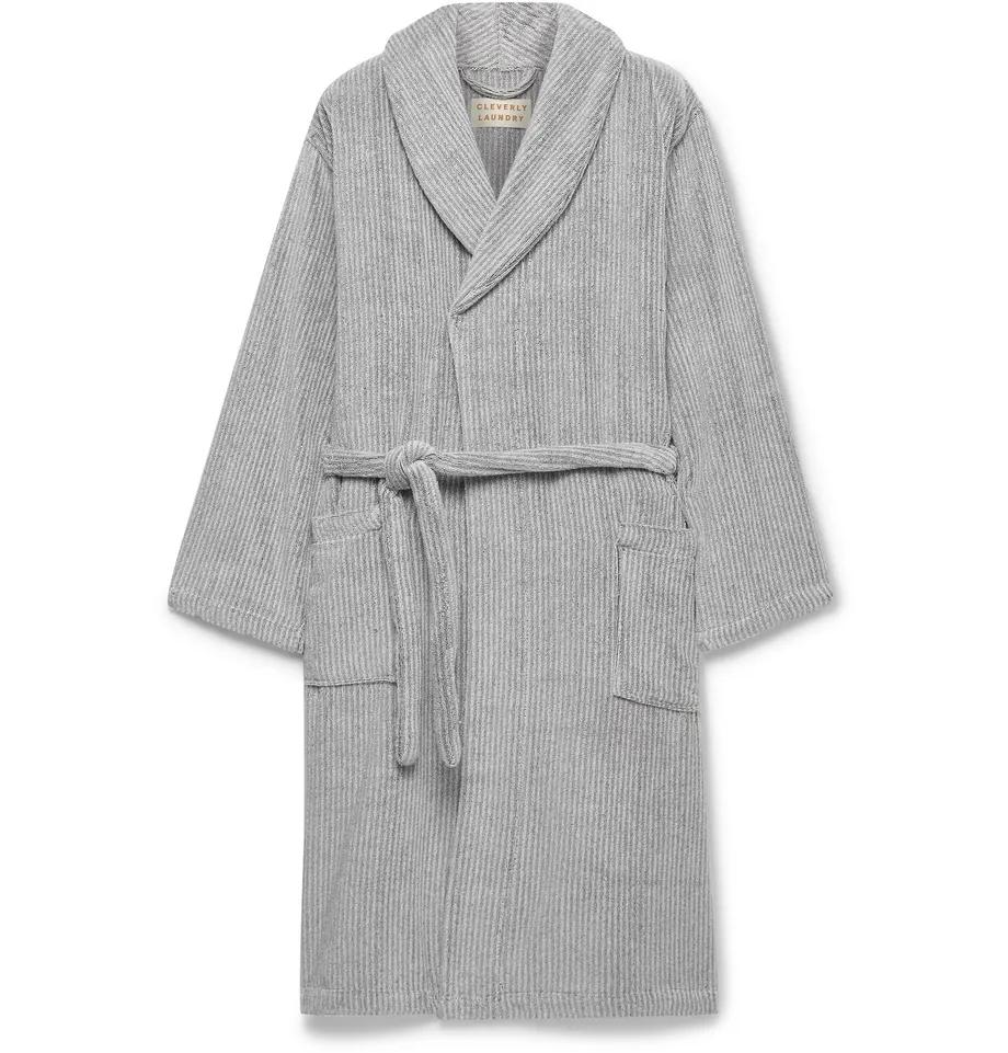 Pinstriped Cotton-Terry Robe by CLEVERLY LAUNDRY