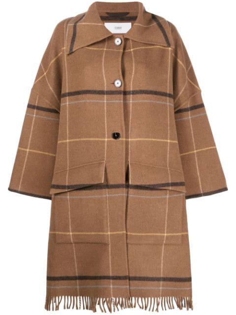 checked poncho-style coat by CLOSED