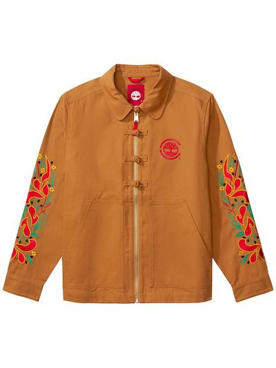 Embroidered duck canvas chore jacket by CLOT X TIMBERLAND