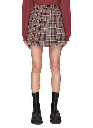 CHECK PLEATED MINI SKIRT by CLOVE