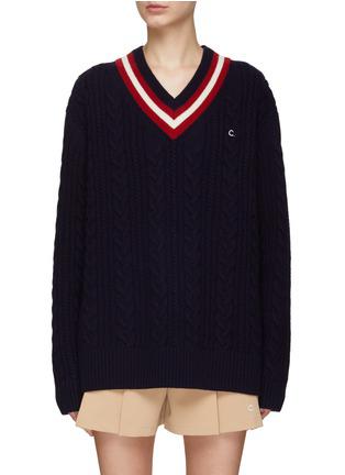 CRICKET CABLE V-NECK KNIT SWEATER by CLOVE