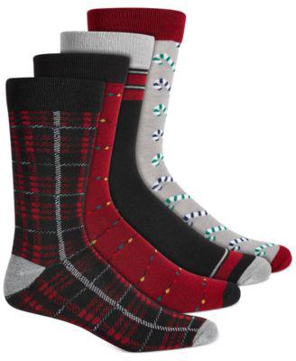 Men's 4-Pk. Holiday Patterned Crew Length Socks by CLUB ROOM