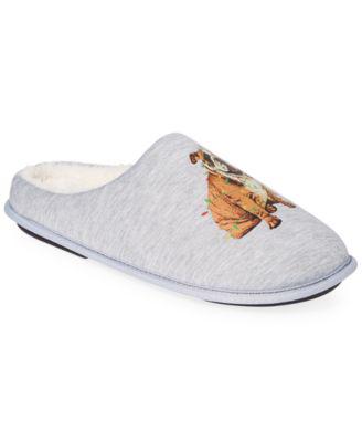 Men's Holiday Bulldog Fleece-Lined Slippers by CLUB ROOM