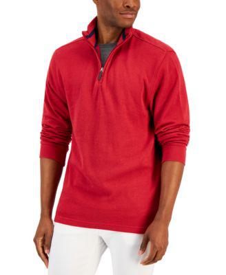 Men's Solid Classic-Fit French Rib Quarter-Zip Sweater by CLUB ROOM