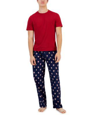Men's Solid Top & Santa Bottom Pajama Set by CLUB ROOM
