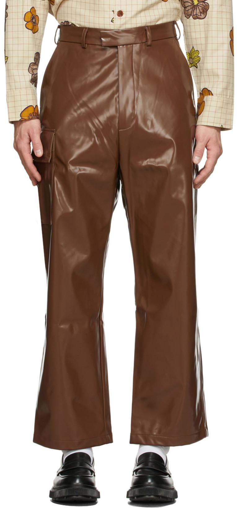 Brown PVC Jax Cargo Trousers by CMMN SWDN
