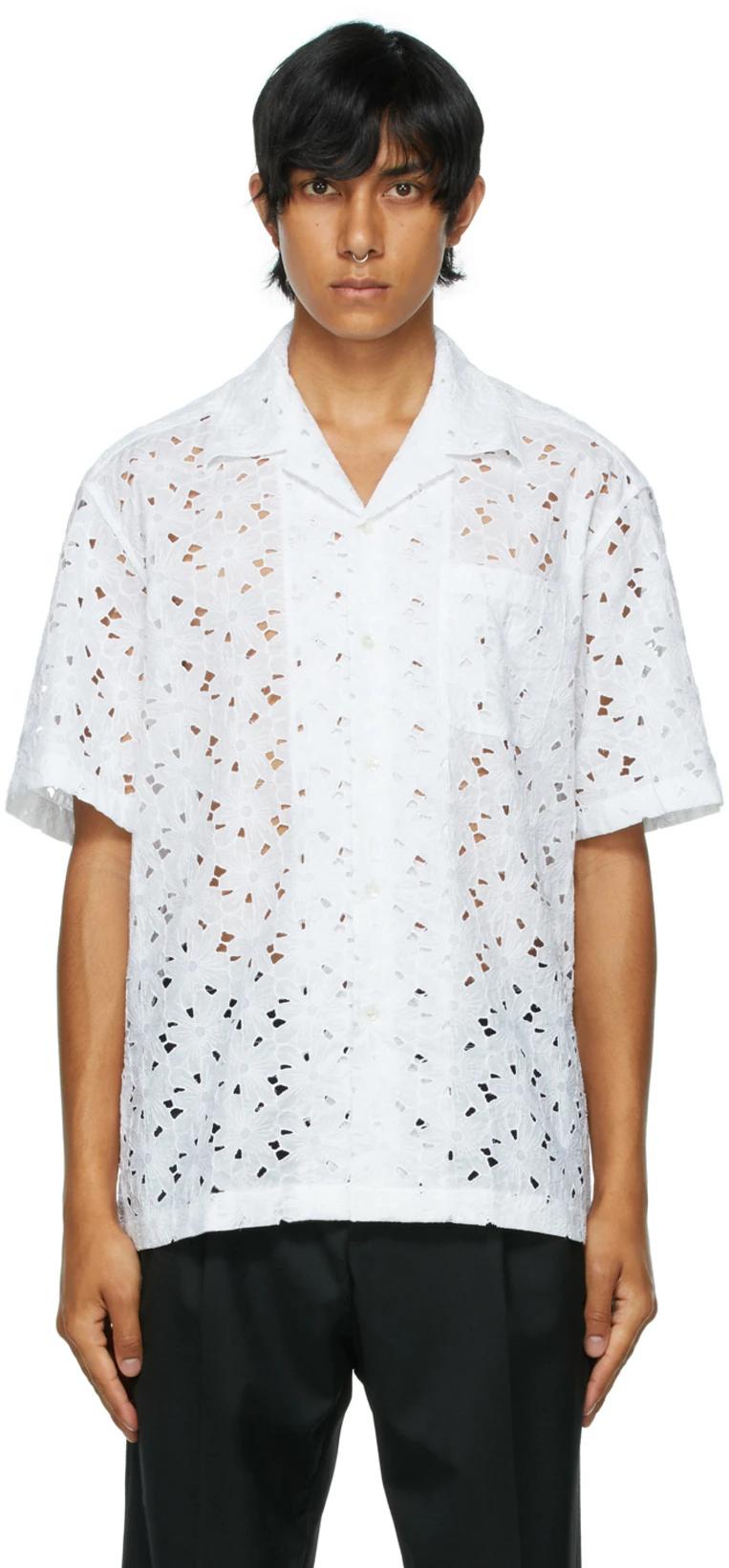 White Ture Broderie Anglaise Short Sleeve Shirt by CMMN SWDN