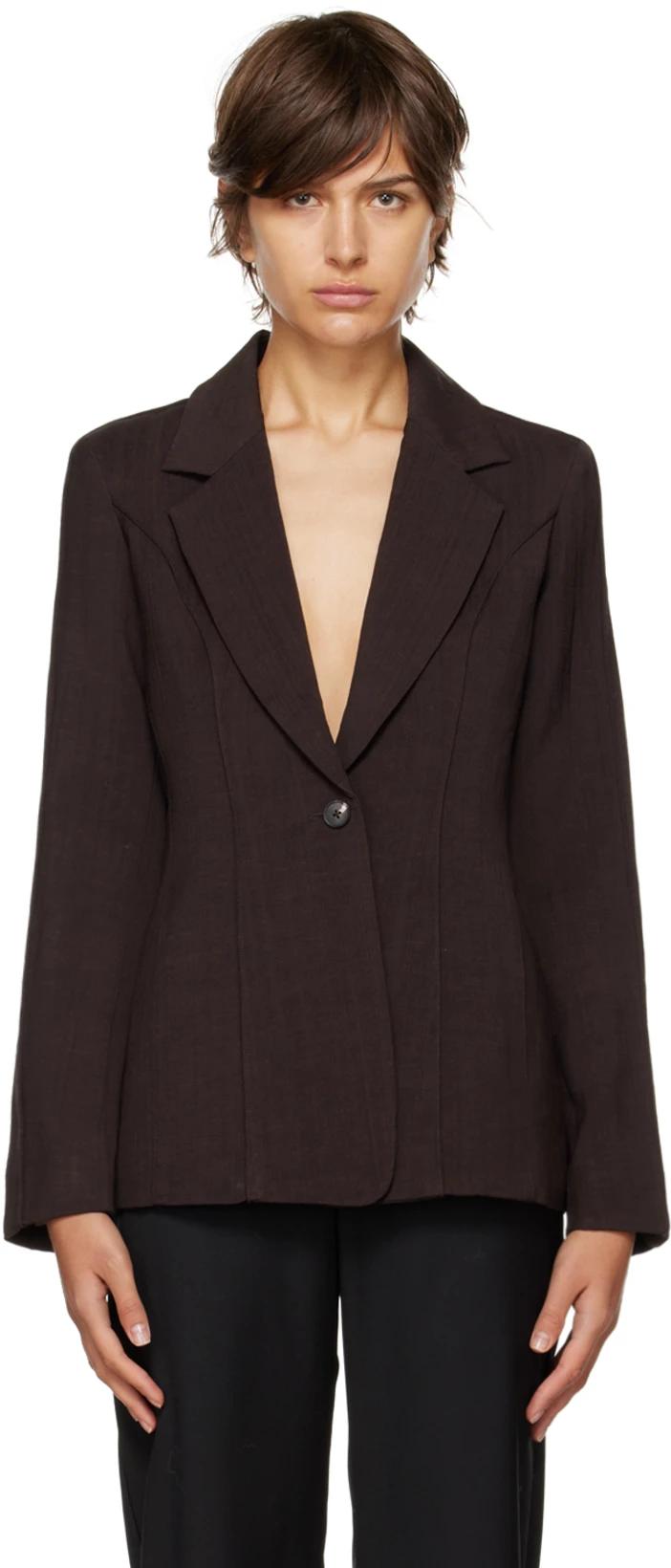 Brown Pintuck Blazer by CO