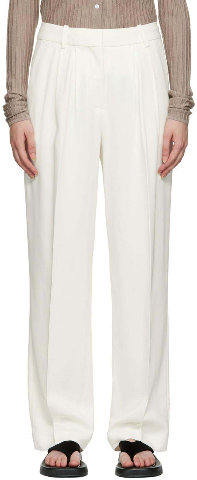 White Front Pleat Trousers by CO