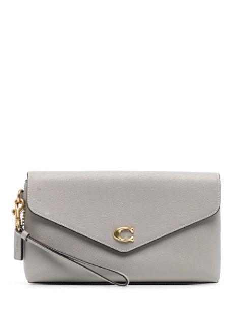 leather gold-tone envelope bag by COACH