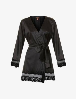 Seraphine lace-trim silk-blend robe by COCO DE MER