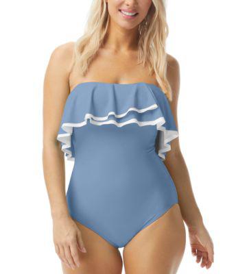 Contours Ruffled Strapless Tummy-Control One-Piece Swimsuit by COCO REEF