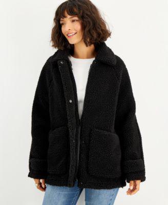 Juniors' Collared Zip-Front Fleece Coat by COFFEESHOP