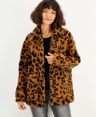 Juniors' Collared Zip-Front Fleece Coat by COFFEESHOP