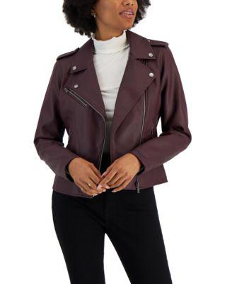 Juniors' Faux-Leather Moto Jacket by COFFEESHOP