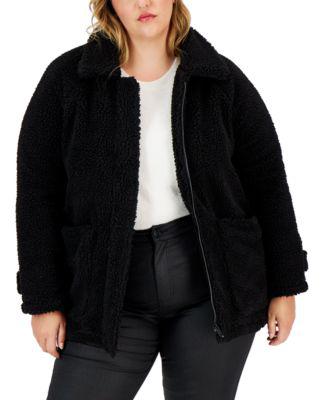 Trendy Plus Size Fleece Coat by COFFEESHOP