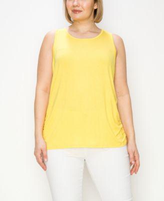 Plus Size Scoop Neck Side Ruched Tank Top by COIN 1804