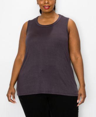 Plus Size Scoop Neck Swing Tank Top by COIN 1804