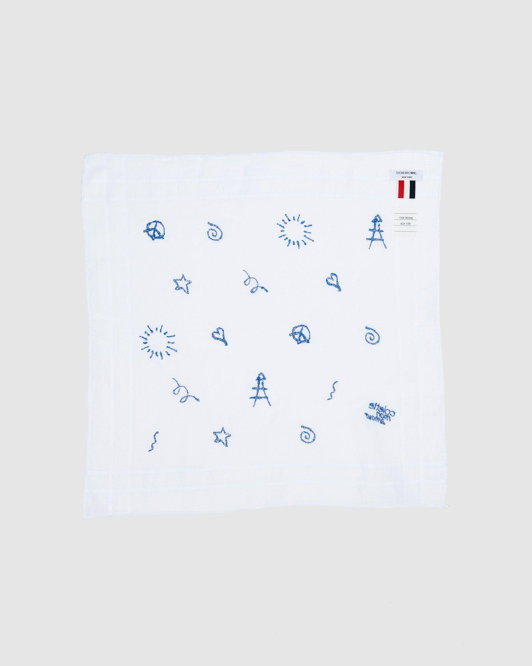 Colette Mon Amour x Thom Browne – White Embroidered Pocket Square by COLETTE MON AMOUR X THOM BROWNE