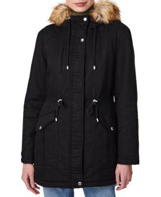 Juniors' Faux-Fur-Trim Hooded Anorak Coat by COLLECTION B