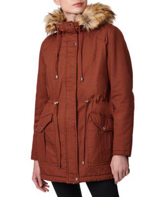 Juniors' Faux-Fur-Trim Hooded Anorak Coat by COLLECTION B