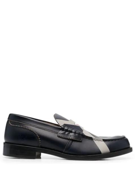 cross-print leather loafers by COLLEGE