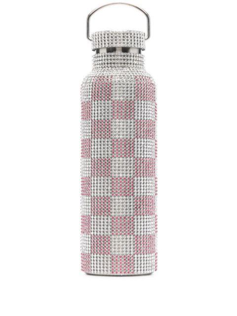 checked crystal-embellished water bottle by COLLINA STRADA