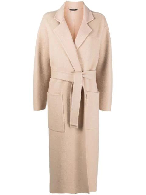 camel-hair belted cardi-coat by COLOMBO