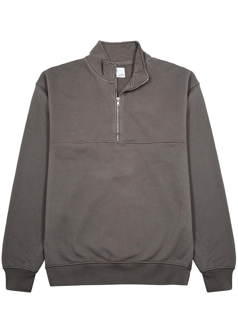 Grey half-zip cotton sweatshirt by COLORFUL STANDARD