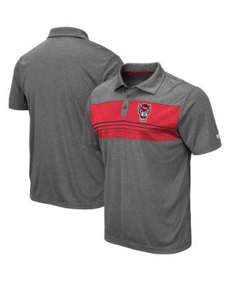 Men's Heathered Charcoal NC State Wolfpack Wordmark Smithers Polo Shirt by COLOSSEUM