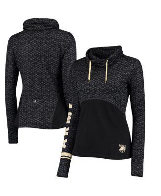 Women's Black Army Black Knights Scaled Cowl Neck Pullover Hoodie by COLOSSEUM