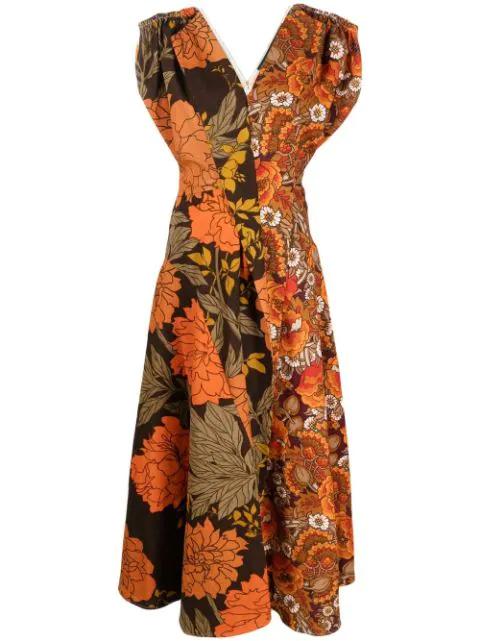 Expressionist upcycled floral-print dress by COLVILLE
