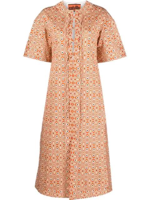 patterned lace-up midi dress by COLVILLE