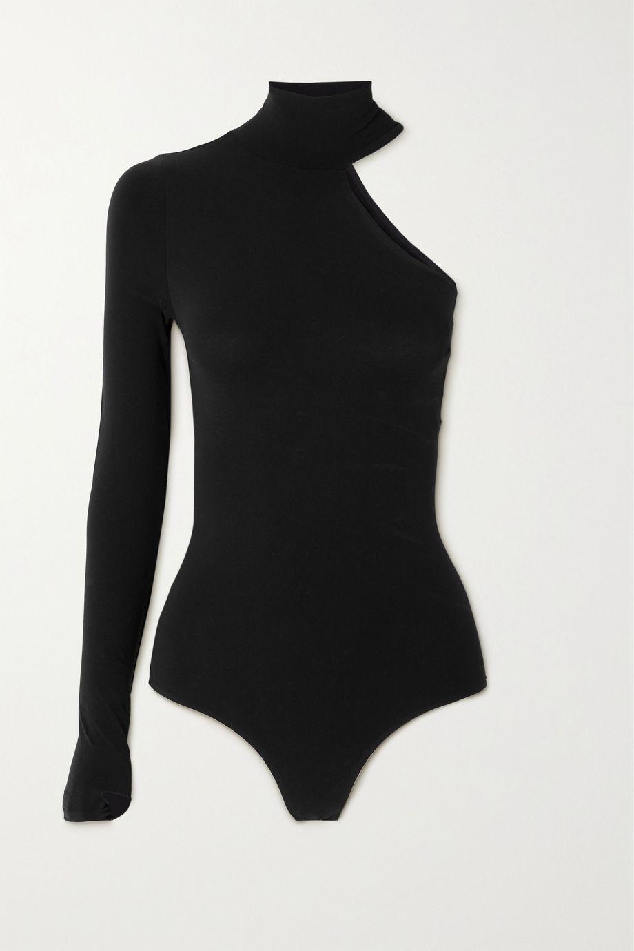 One-shoulder neoprene turtleneck bodysuit by COMMANDO