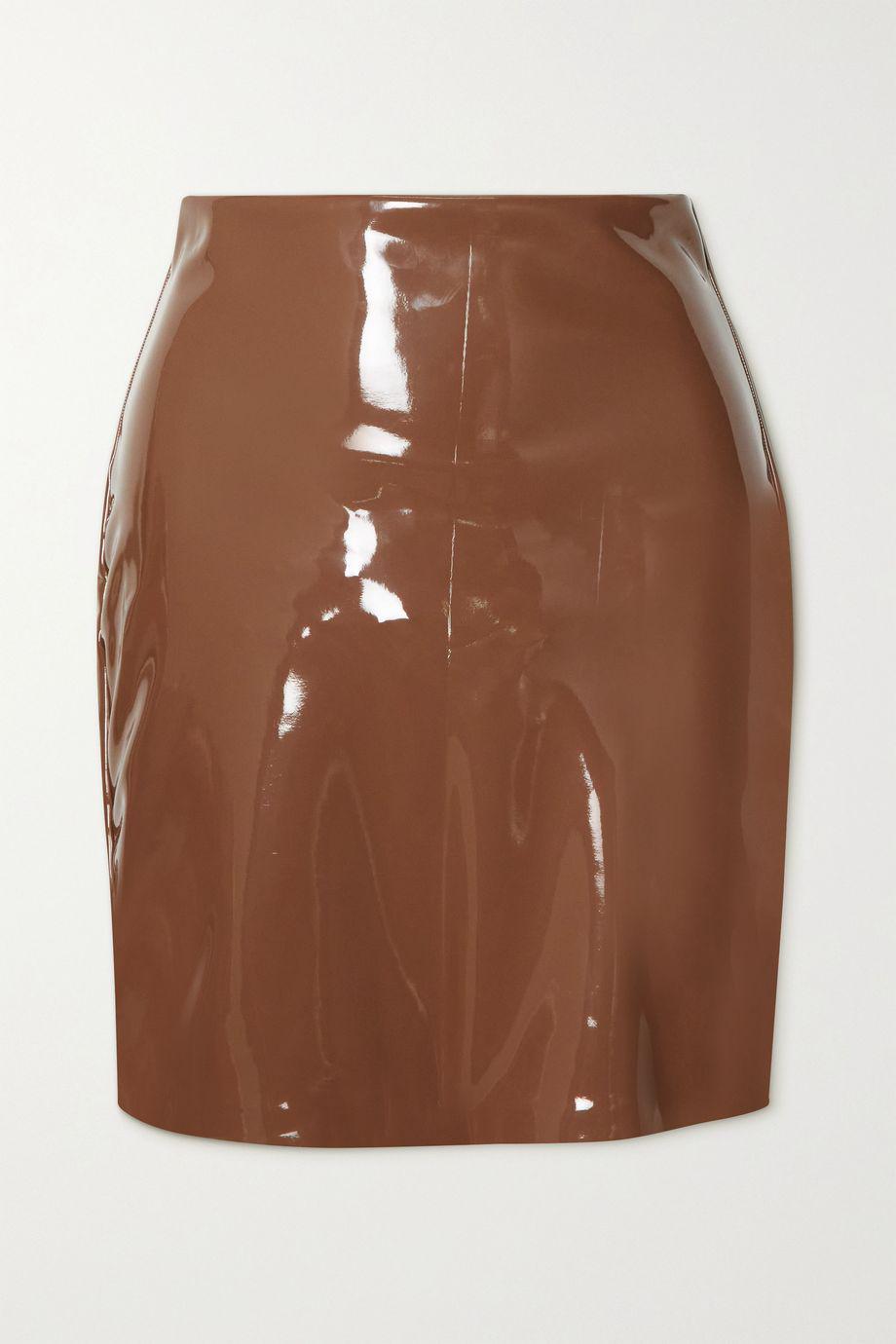 Stretch faux patent-leather mini skirt by COMMANDO